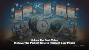 Strategic redemption calendar and clock with Aeroplan and Air Miles rewards on a world map backdrop, highlighting optimal redemption times for maximum value.