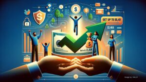 Joyful family celebrating financial relief with a $2,400 stimulus check symbol, emphasizing growth and security.