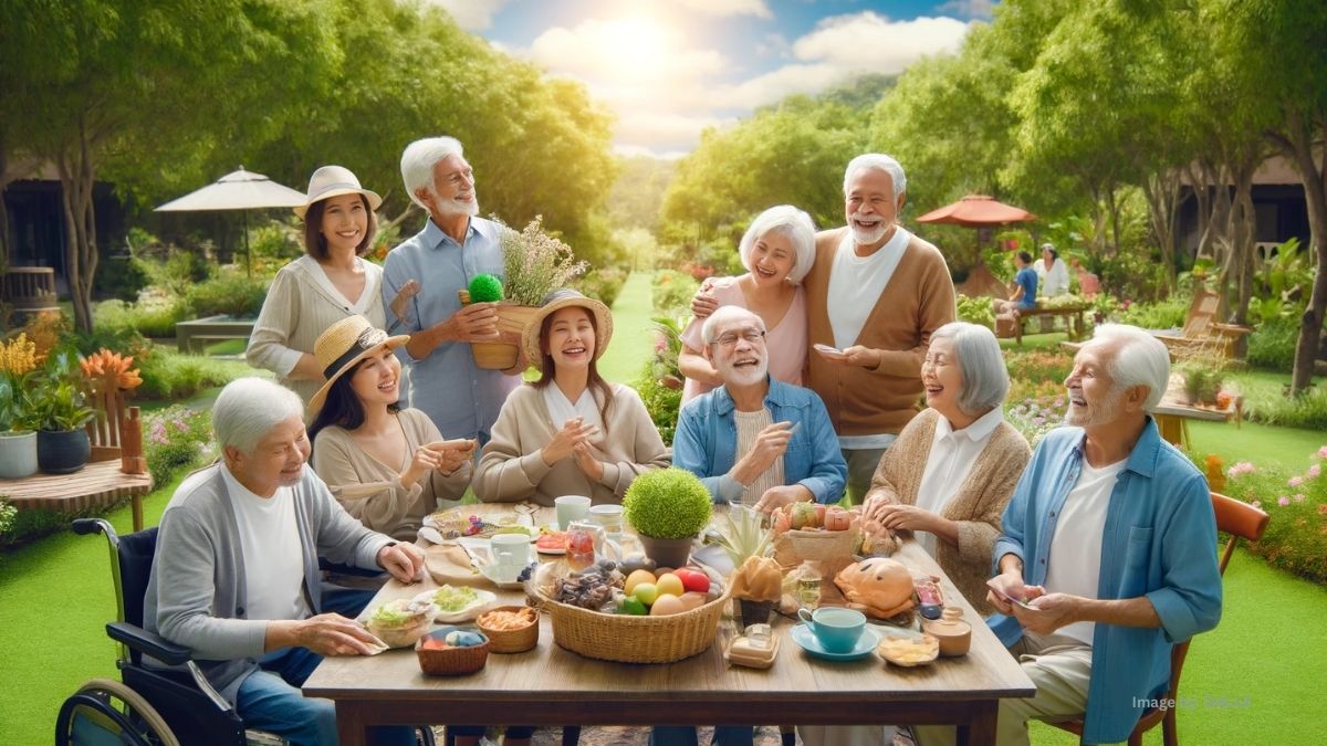 Joyful seniors engaging in diverse activities such as traveling, gardening, and dining, showcasing the vibrant retirement life enabled by the 2024 OAS increase.