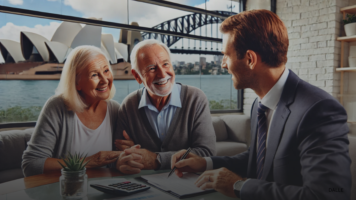 Happy elderly couple reviewing finances with financial advisor for Age Amount Tax Credits - Age amount